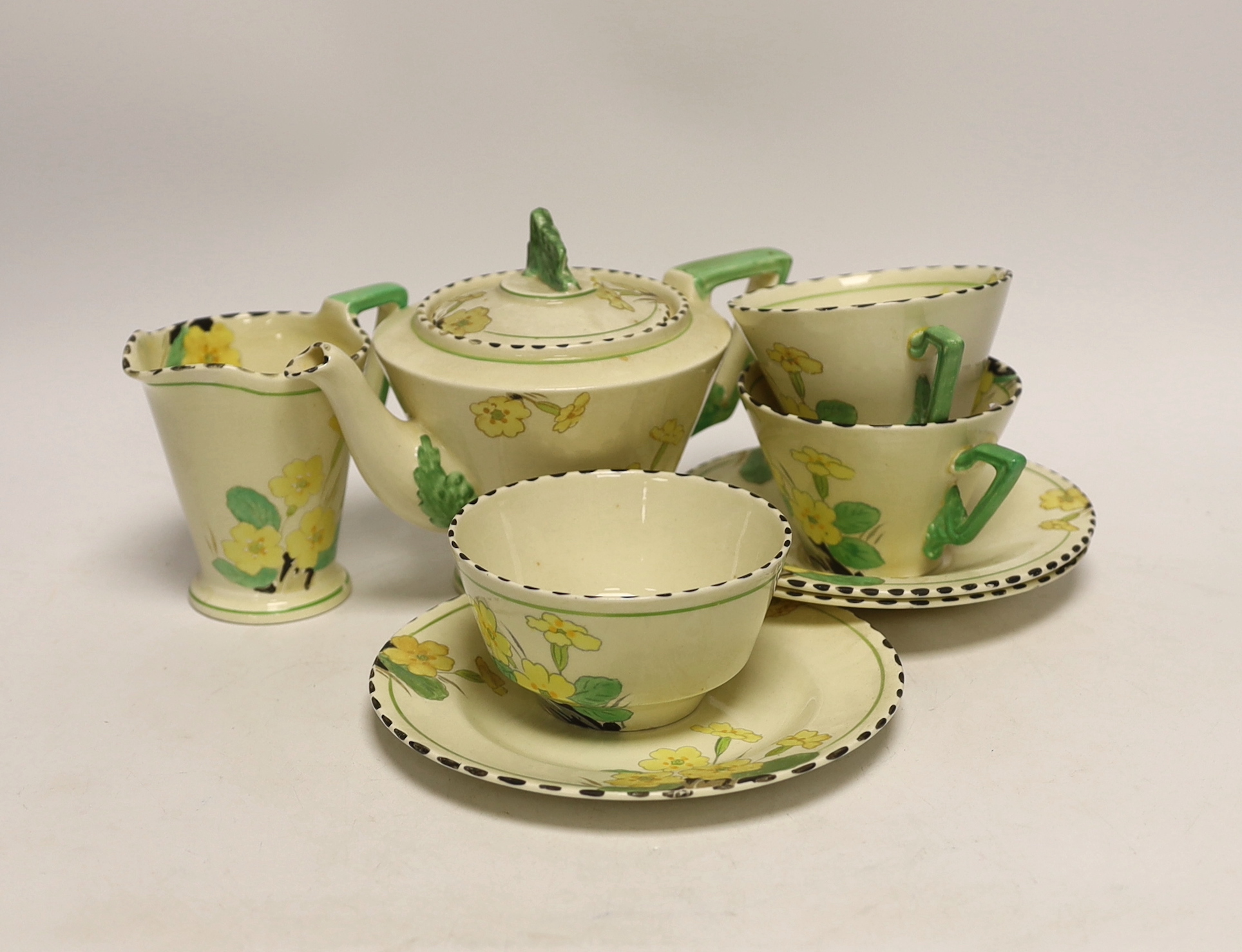 A Burleighware Art Deco style breakfast set, 19cm wide